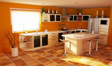 narancssárga konyha kialakítása