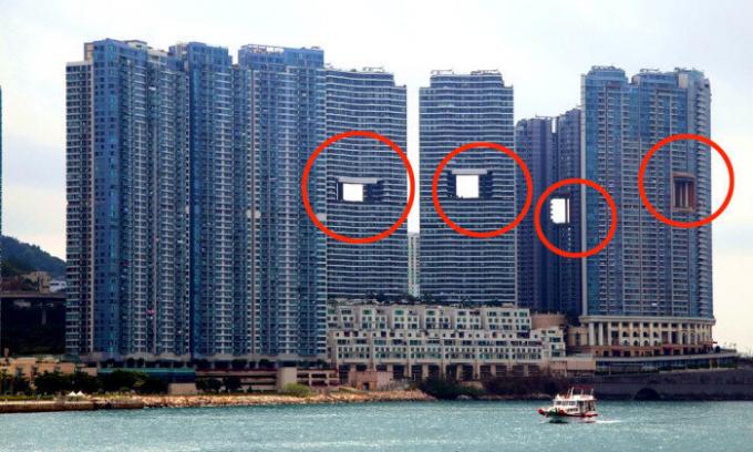 „Lyukas” felhőkarcolók beépített Hong Kong.