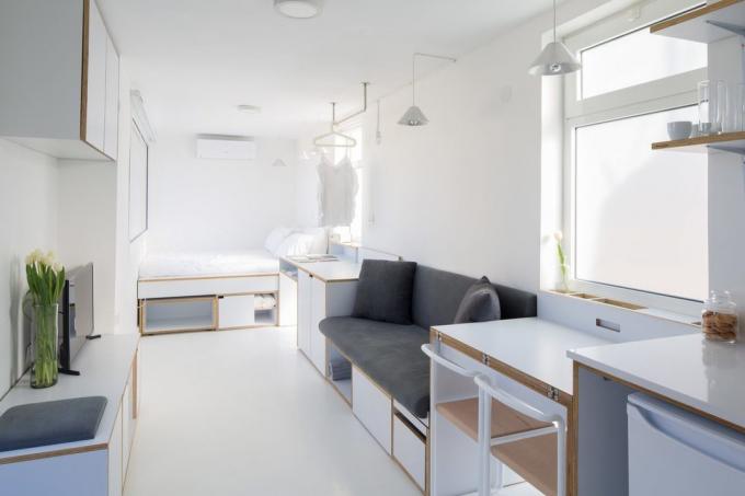 Apartman-transzformátor 15 m²-es, konyha, nappali és hálószoba