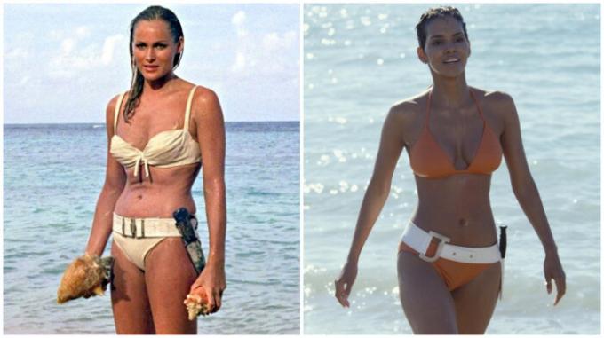 Bond lány bikiniben Ursula Anders (1962) és Halle Berry (2002).