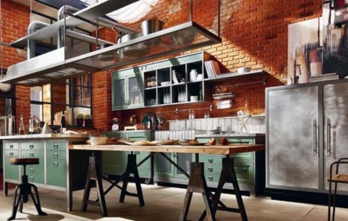 Loft stílusú konyha (48 fotó): videó utasítások a kis konyhai szoba belső terének saját kezűleg történő díszítésére, ár, fotó
