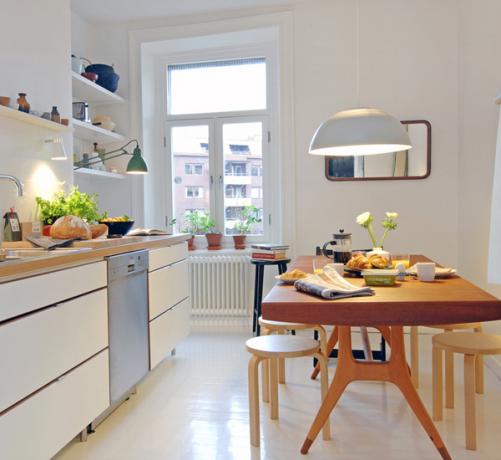 A skandináv dekoráció jó megoldás egy kis konyha számára