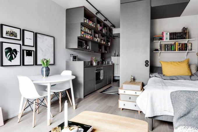 Hol kell tárolni a dolgokat egy kis lakásban: 9 ötleteket a tervezők