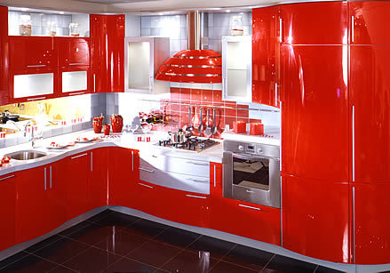 vörös és fehér konyhák