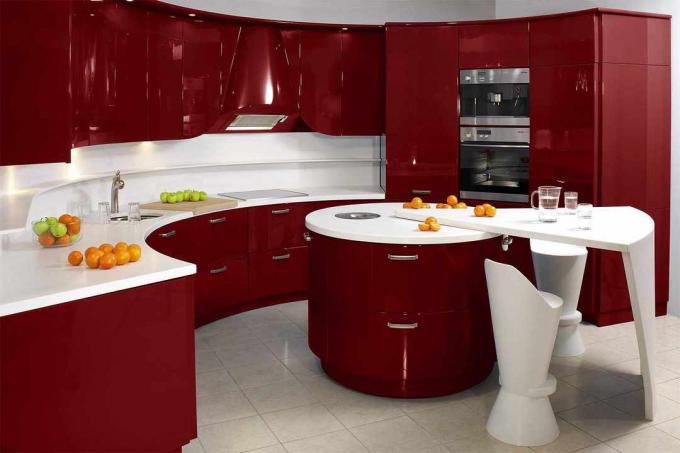 Vörös és fehér konyha (51 fotó): videó utasítások a konyhai hely saját kezű díszítéséhez, fotó és ár