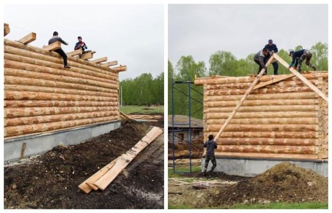 Az építőiparban a két ház jövőbeni gazdák (Sultanov, Cseljabinszk régió).